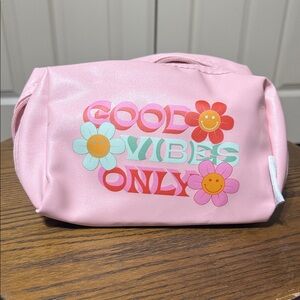 Pink 'Good Vibes Only' Cosmetic Bag